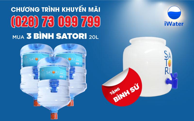Khuyến mãi Mua 3 bình nước Satori 20L tặng bình sứ áp dụng hết ngày 31/12/2019