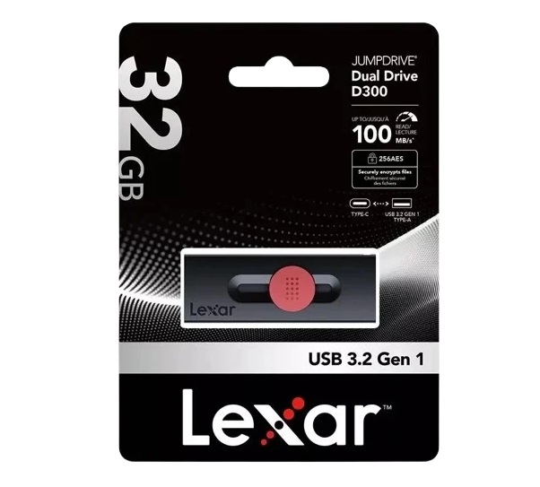 USB Lexar JumpDrive Dual Drive D300 32GB USB 3.2 Gen 1 Type-C & USB-A Chính Hãng (LJDD300032G-BNBNG)