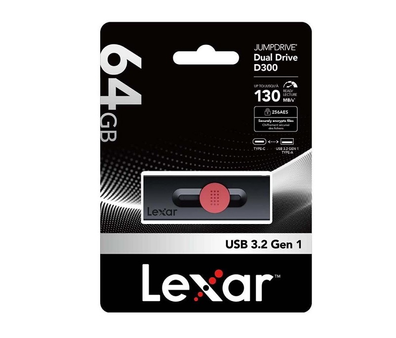 USB Lexar JumpDrive Dual Drive D300 64GB USB 3.2 Gen 1 Type-C & USB-A Chính Hãng (LJDD300064G-BNBNG)