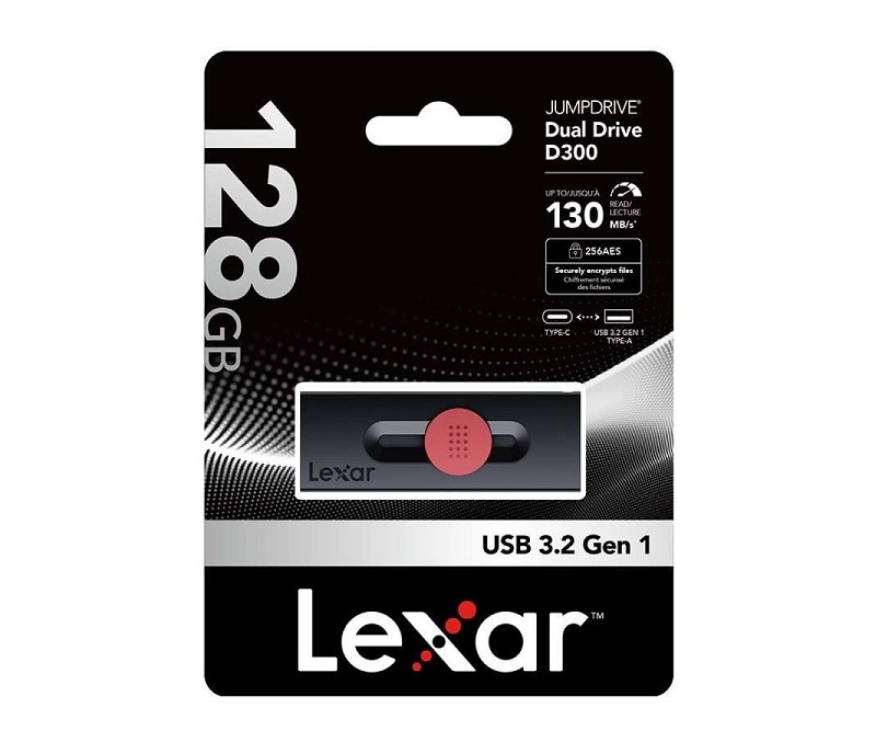 USB Lexar JumpDrive Dual Drive D300 128GB USB 3.2 Gen 1 Type-C & USB-A Chính Hãng (LJDD300128G-BNBNG)