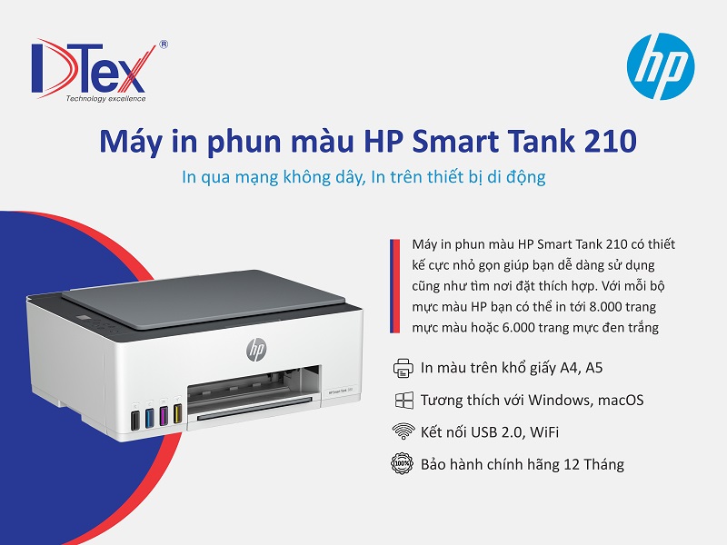 Đại Lý Phân Phối Máy In Phun Màu HP Smart Tank 210 Printer (3D4L3A) Tại  Quận 5, Thành Phố Hồ Chí Minh