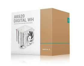Tản nhiệt khí Deepcool AK620 WH DIGITAL – Phiên bản màu trắng, Dual Tower, tích hợp màn hình hiển thị, làm mát hiệu quả cho CPU cao cấp