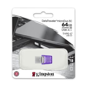 USB Kingston 64GB DataTraveler microDuo 3C USB 3.2 Gen 1 200MB/s – dual USB-A và USB-C (DTDUO3CG3/64GB)