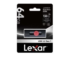 USB Lexar JumpDrive Dual Drive D300 64GB USB 3.2 Gen 1 Type-C & USB-A Chính Hãng (LJDD300064G-BNBNG)
