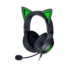Tai nghe Razer Kraken Kitty V2 RZ04-0473 – có dây, có khung choàng đầu, màu đen, âm thanh 20Hz–20kHz, thiết kế tai mèo RGB dễ thương
